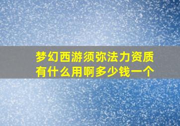 梦幻西游须弥法力资质有什么用啊多少钱一个