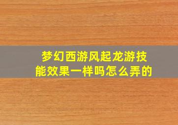 梦幻西游风起龙游技能效果一样吗怎么弄的