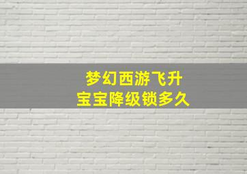 梦幻西游飞升宝宝降级锁多久