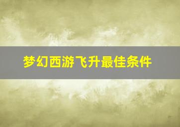 梦幻西游飞升最佳条件