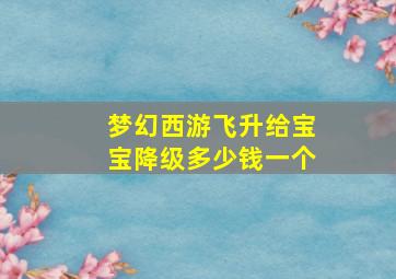 梦幻西游飞升给宝宝降级多少钱一个