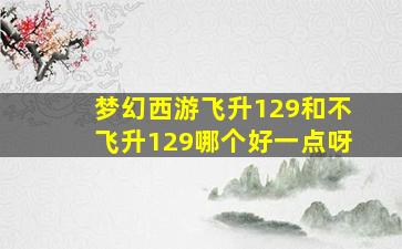 梦幻西游飞升129和不飞升129哪个好一点呀