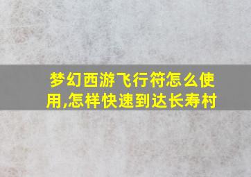 梦幻西游飞行符怎么使用,怎样快速到达长寿村