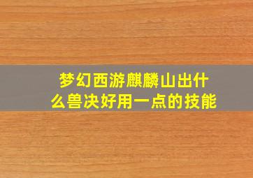 梦幻西游麒麟山出什么兽决好用一点的技能