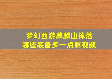 梦幻西游麒麟山掉落哪些装备多一点啊视频