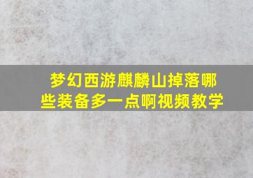 梦幻西游麒麟山掉落哪些装备多一点啊视频教学