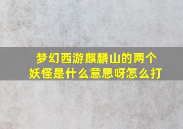 梦幻西游麒麟山的两个妖怪是什么意思呀怎么打