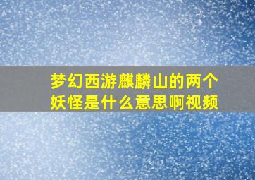 梦幻西游麒麟山的两个妖怪是什么意思啊视频