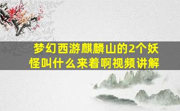 梦幻西游麒麟山的2个妖怪叫什么来着啊视频讲解