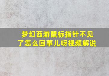 梦幻西游鼠标指针不见了怎么回事儿呀视频解说