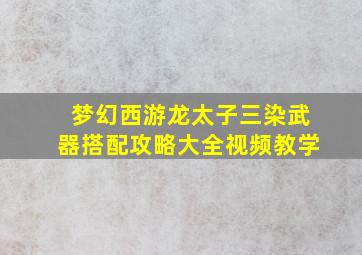 梦幻西游龙太子三染武器搭配攻略大全视频教学