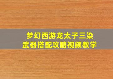 梦幻西游龙太子三染武器搭配攻略视频教学