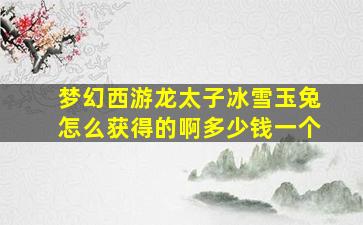 梦幻西游龙太子冰雪玉兔怎么获得的啊多少钱一个