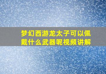 梦幻西游龙太子可以佩戴什么武器呢视频讲解