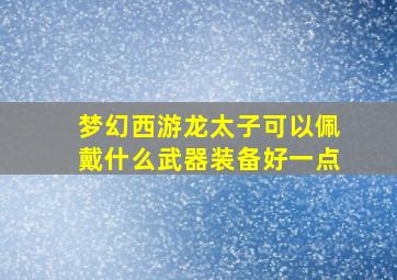 梦幻西游龙太子可以佩戴什么武器装备好一点