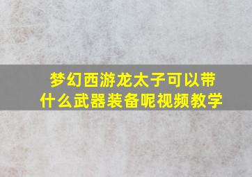 梦幻西游龙太子可以带什么武器装备呢视频教学