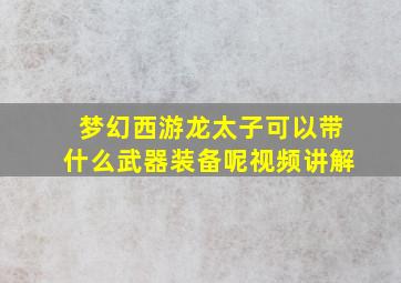 梦幻西游龙太子可以带什么武器装备呢视频讲解