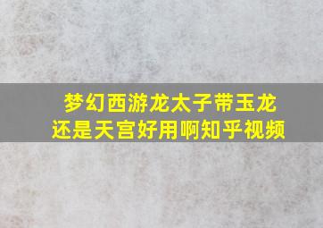 梦幻西游龙太子带玉龙还是天宫好用啊知乎视频