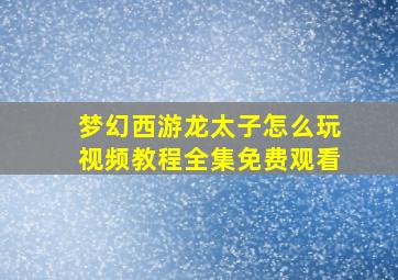 梦幻西游龙太子怎么玩视频教程全集免费观看