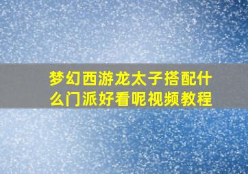 梦幻西游龙太子搭配什么门派好看呢视频教程