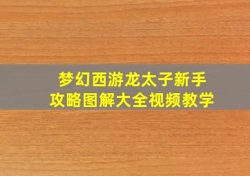 梦幻西游龙太子新手攻略图解大全视频教学