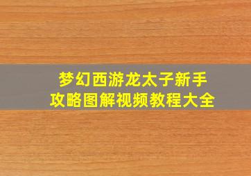 梦幻西游龙太子新手攻略图解视频教程大全