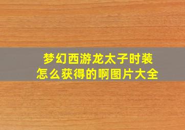 梦幻西游龙太子时装怎么获得的啊图片大全