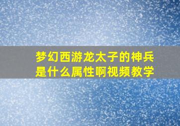 梦幻西游龙太子的神兵是什么属性啊视频教学