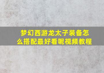 梦幻西游龙太子装备怎么搭配最好看呢视频教程