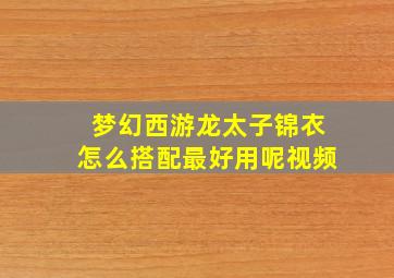 梦幻西游龙太子锦衣怎么搭配最好用呢视频