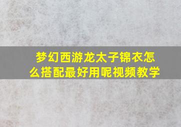 梦幻西游龙太子锦衣怎么搭配最好用呢视频教学