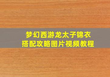 梦幻西游龙太子锦衣搭配攻略图片视频教程