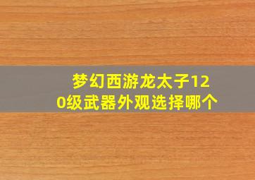 梦幻西游龙太子120级武器外观选择哪个