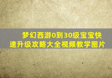 梦幻西游0到30级宝宝快速升级攻略大全视频教学图片