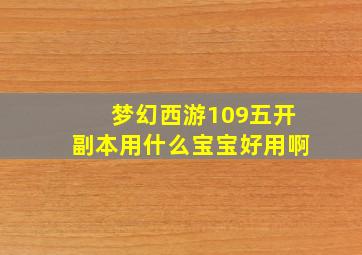 梦幻西游109五开副本用什么宝宝好用啊