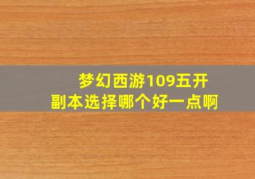 梦幻西游109五开副本选择哪个好一点啊