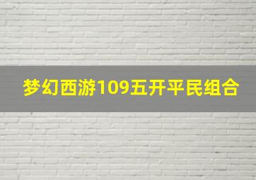 梦幻西游109五开平民组合