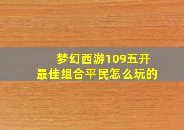 梦幻西游109五开最佳组合平民怎么玩的