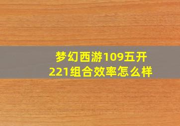 梦幻西游109五开221组合效率怎么样