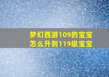 梦幻西游109的宝宝怎么升到119级宝宝