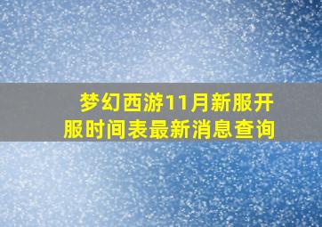 梦幻西游11月新服开服时间表最新消息查询