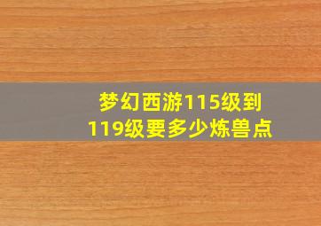 梦幻西游115级到119级要多少炼兽点