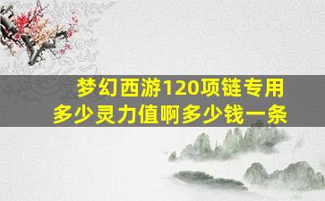 梦幻西游120项链专用多少灵力值啊多少钱一条