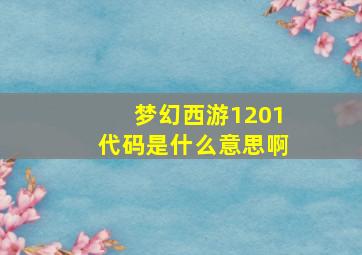 梦幻西游1201代码是什么意思啊