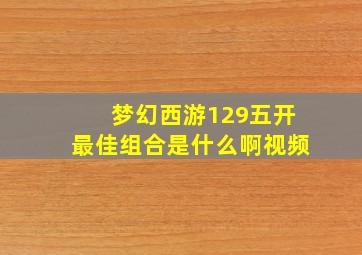 梦幻西游129五开最佳组合是什么啊视频