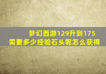 梦幻西游129升到175需要多少经验石头呢怎么获得