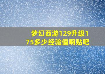 梦幻西游129升级175多少经验值啊贴吧