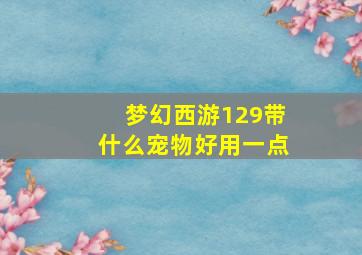 梦幻西游129带什么宠物好用一点