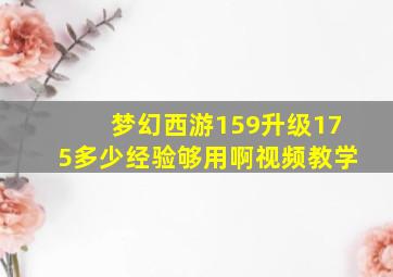 梦幻西游159升级175多少经验够用啊视频教学