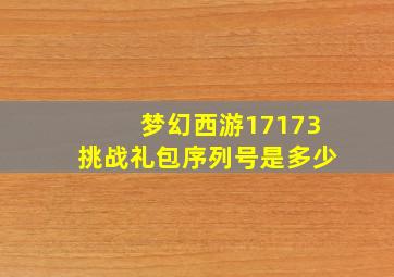 梦幻西游17173挑战礼包序列号是多少